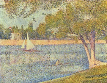 El río Sena en la grande jatte 1888 Pinturas al óleo